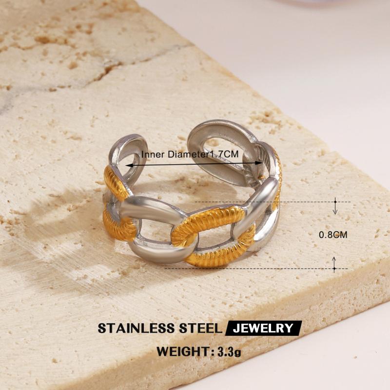 Simple Starfish Shell Pattern Ring Two Tone Stainless Steel Jewelry Accessories Unisex Geometric Line Open Rings Valentine Day