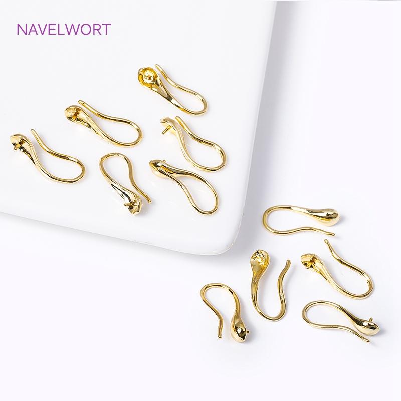 18K Gold Plated Brass Earring Hooks For Jewelry Making,Earwire,Earrings Hook Wire Mounting,DIY Earrings Making Accessories