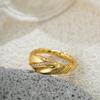 Fashion Stainless Steel Diamond Set Fried Dough Twists Women'S Ring 18K Gold Spiral Twist Ring Jewelry