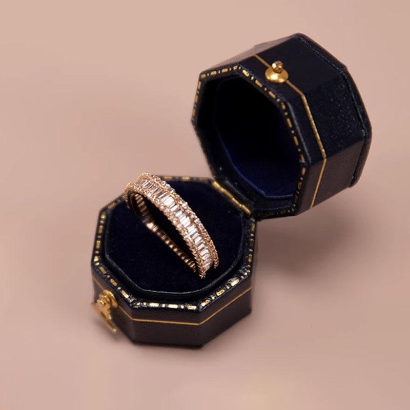 Light Luxury Gypsy Zircon Open Ring Gold Plated Simple Zirconium Roll C Ring Premium Ring Adjustable opening