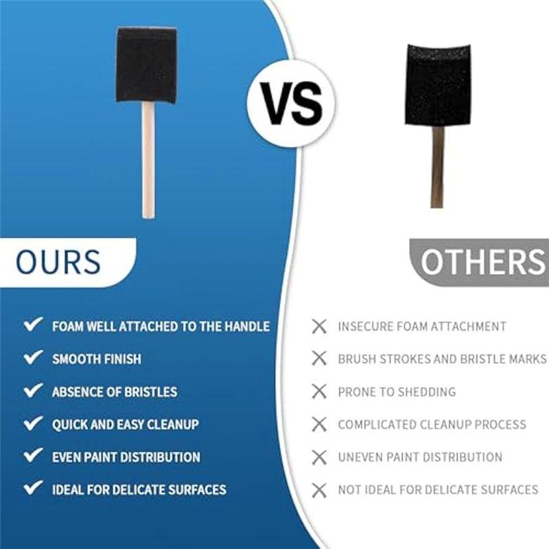 C-Convenient-1 Inch Foam Paint Brushes,100Pcs Painting Sponges-Foam Brushes Sponge Brush For Painting,Crafting,Acrylics,Stains