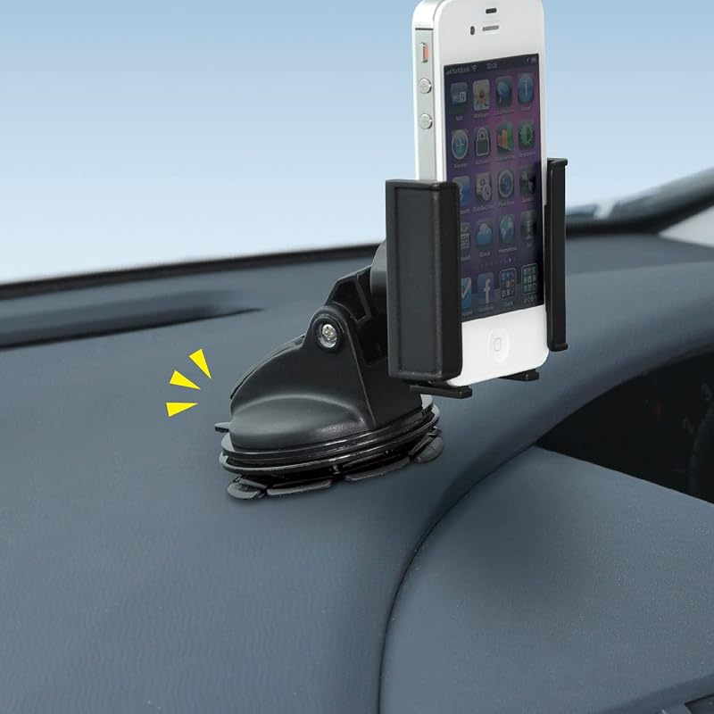 SEIWA P186 Accesorios para Coche Soporte Portátil de Navegación con Ventosa Adaptador, Diámetro de 90 mm, Negro (BK), Montaje y Fijación de PND, Adecuado para Curvos