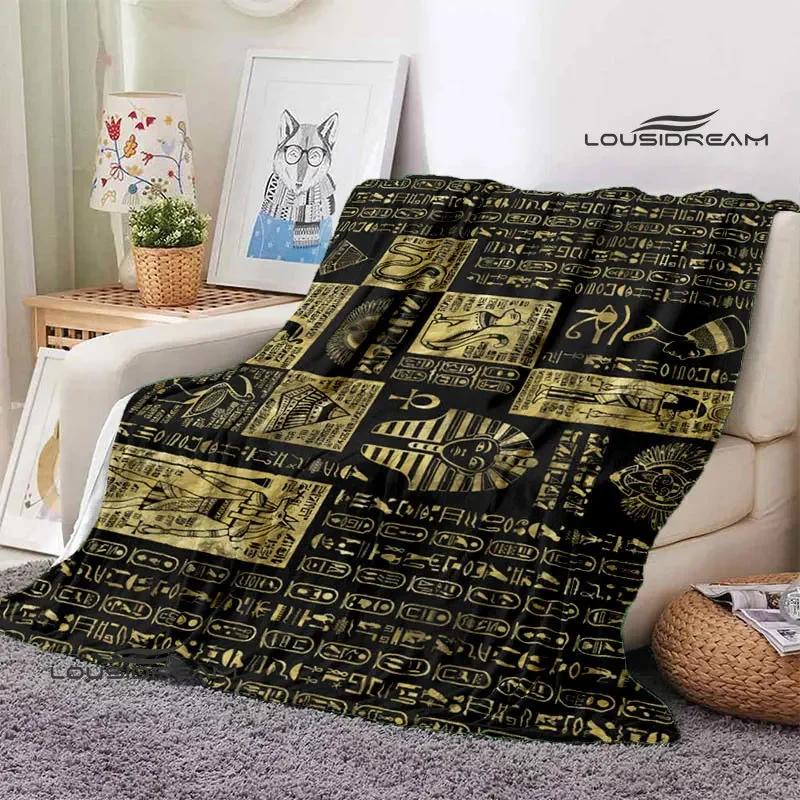 Egyptian Pictograph And Symbol Printing Blanket Fashion Warm Blankets Home Travel Soft And Comfortable Blanket Birthday Gift