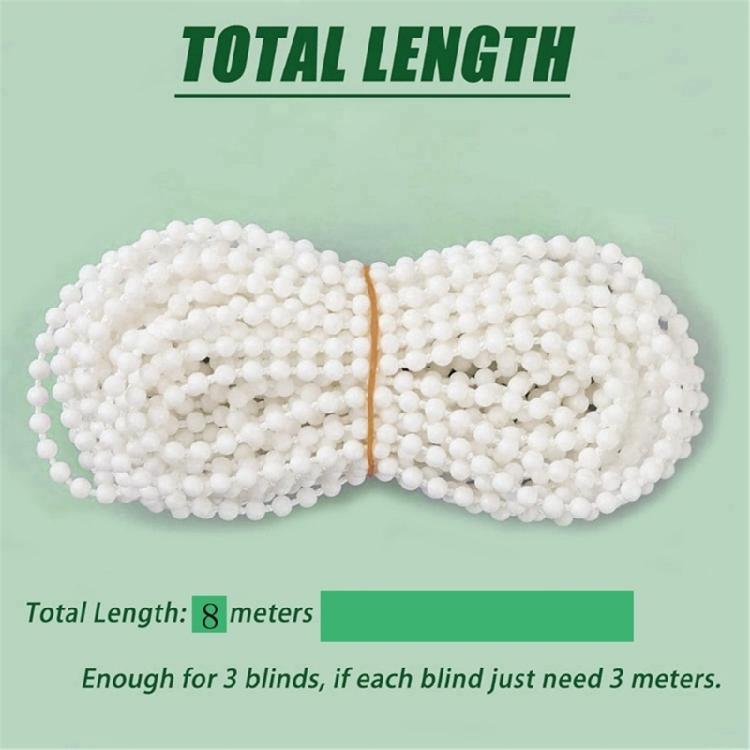 8Meter Roller Blind Cord Including 8 Roller Blind Chain Connectors for Venetians and Roman Shade