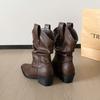 [Seasonal Clearance] Western Cowboy Boots Pointed Head Medium Tube Coarse Heel Knight Boots Sleeves High Heel Pile Short Boots Children