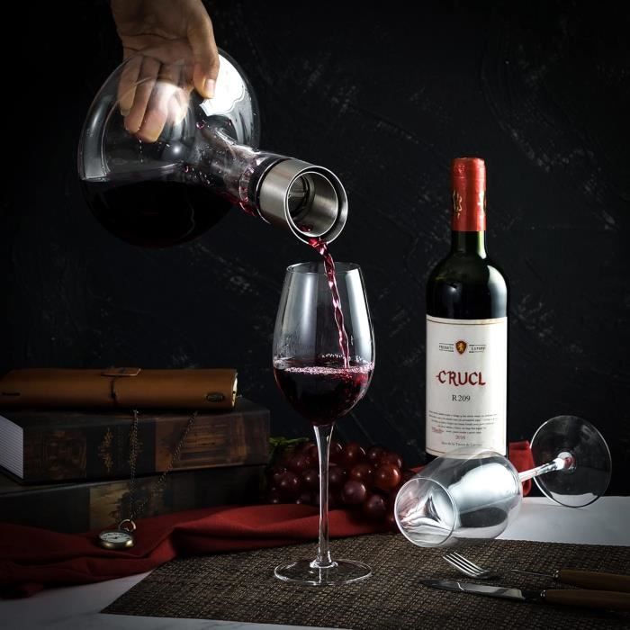 NOVÁ PACIFIC YOUYAH Karafa na červené víno s provzdušňovačem & Integrované filtry, 100% bezolovnaté křišťálové sklo foukané do úst