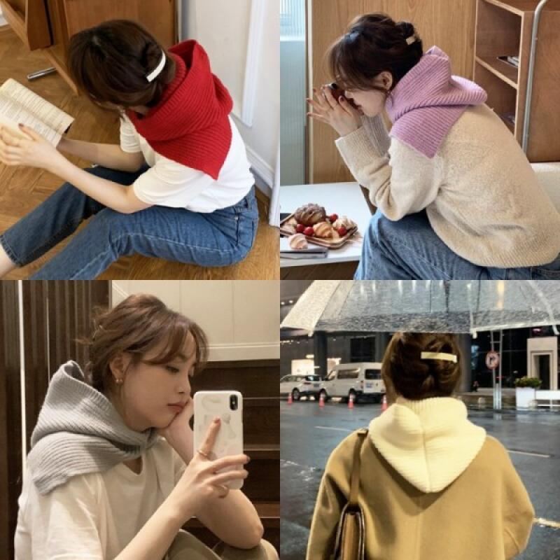 Hooded Knit Balaclava Muffler Scarf for Women Yellow