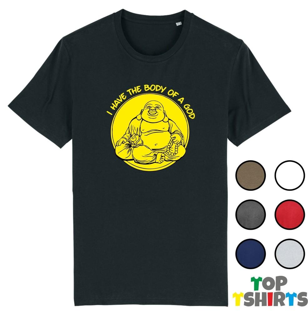 

Funny BODY OF A GOD - BUDDAH Tshirt Novelty Regular Unisex Short Sleeve Top 3XL