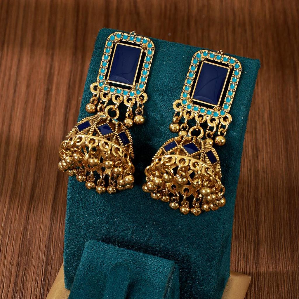 Boucles d'oreilles bohèmes rétro à pampilles avec boule de diamant incrustée