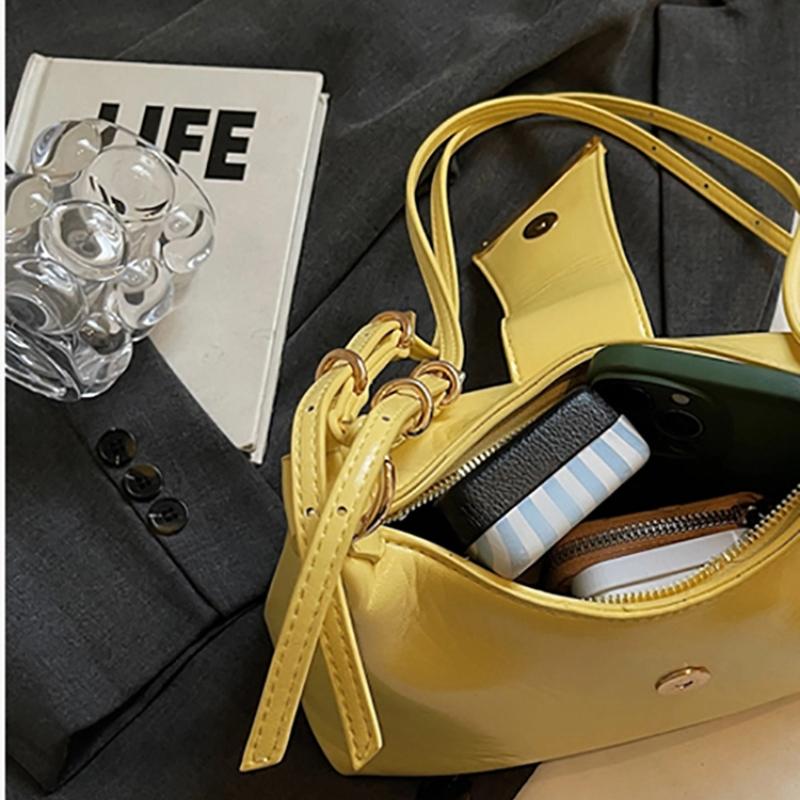 Women Summer Glossy PU Delicate Crossbody Bag High Grade Buckle Zipper One Shoulder Bags Versatile Commute Underarm Packs
