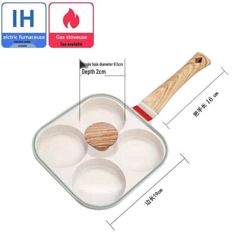 Maifan Stone Non-Stick Four-Hole Egg Pan with Lid