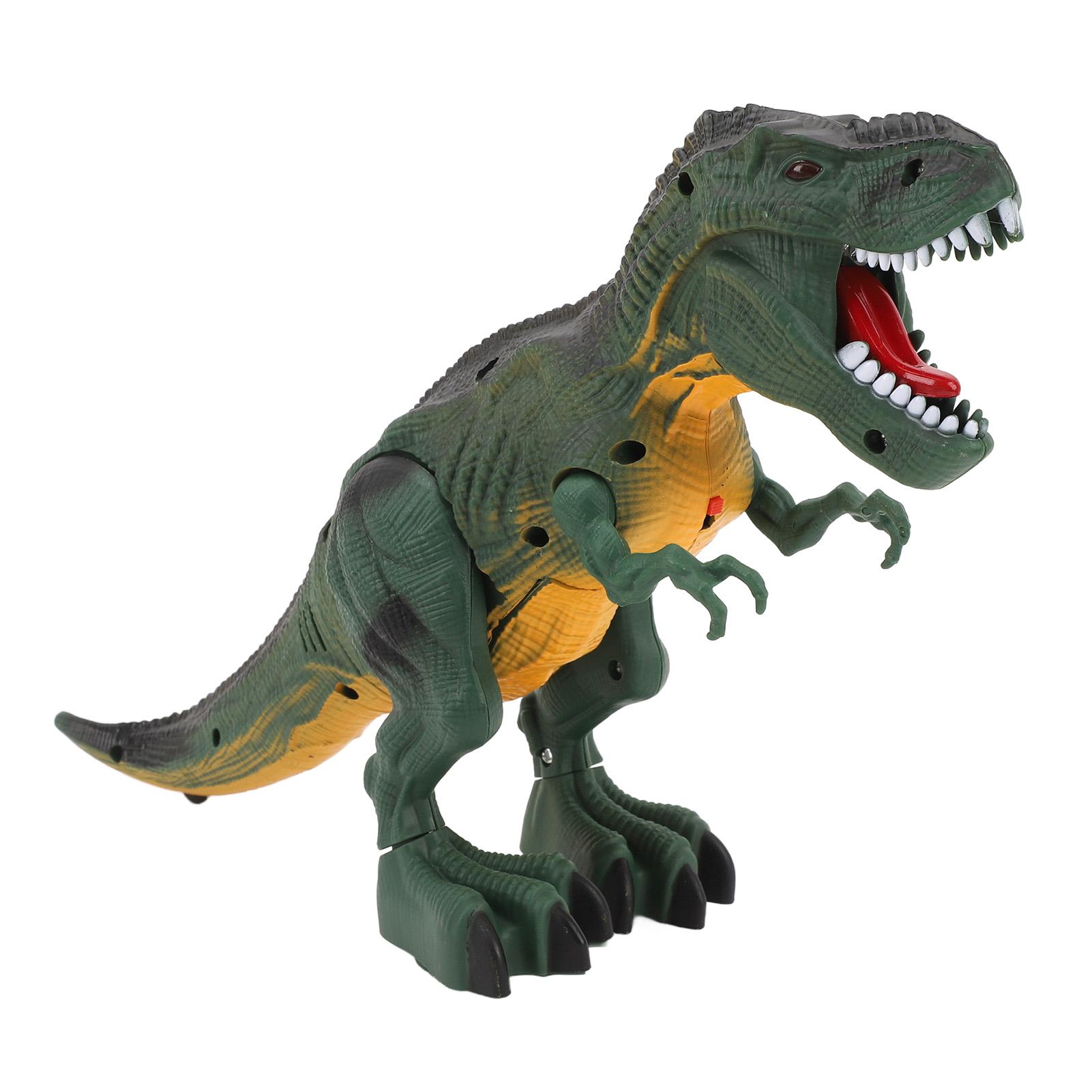 

Игрушка динозавр реалистичный пластик на батарейках со светом и ревом электрический шагающий динозавр Green
