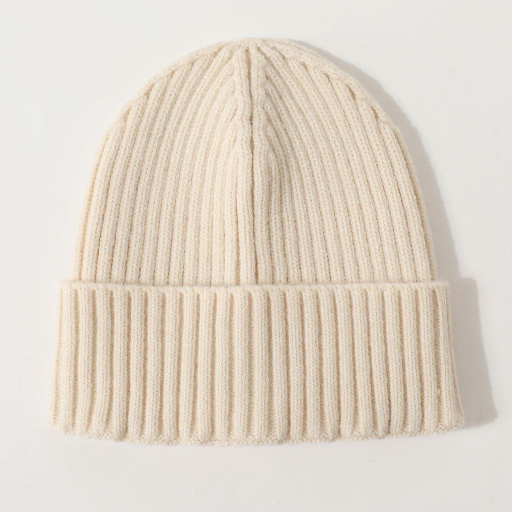 Winter Women's Knitted Hat Black Thickened Warm Hat Fashionable Versatile Knitted Wool Hat Autumn and Winter New Style