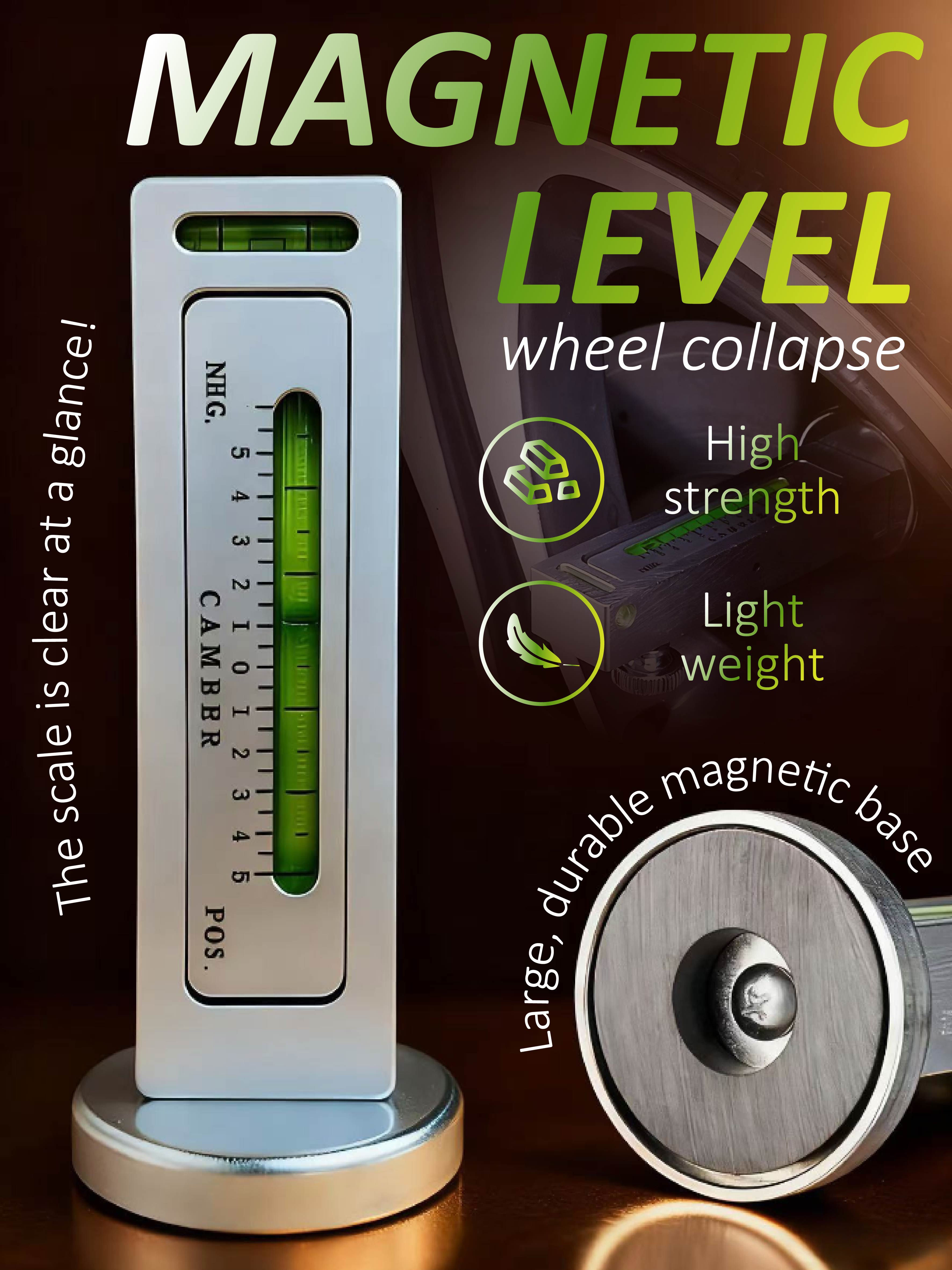 

Магнитный уровень для колес (Шкала NHG/CAMBRR/POS) - Высокопрочный Легкий Уровень с Прочным Магнитным Основанием