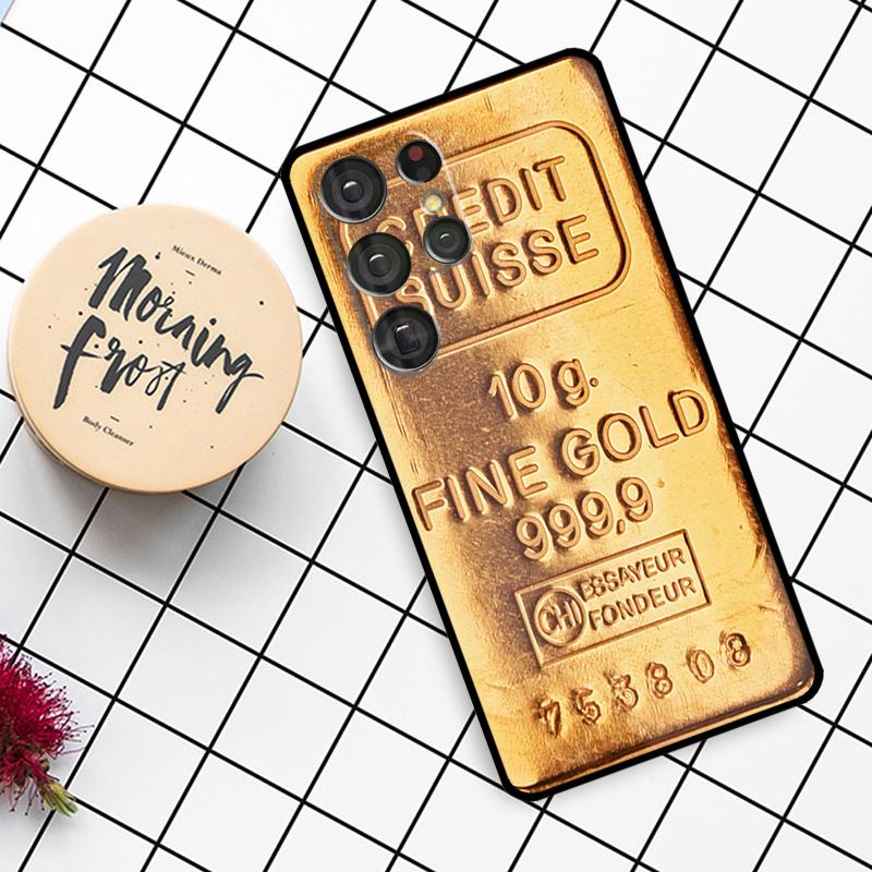 Switzerland Fine Gold Case For Samsung Galaxy S21 S22 S23 S24 S25 Ultra S9 S10 S25 Plus S25 FE S20 FE Phone Cover