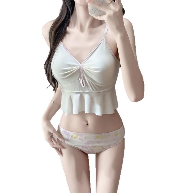 Ins Split Swimsuit Women's Three-piece Sexy Bikini Small Chest Slimming Covering Belly Vacation Style