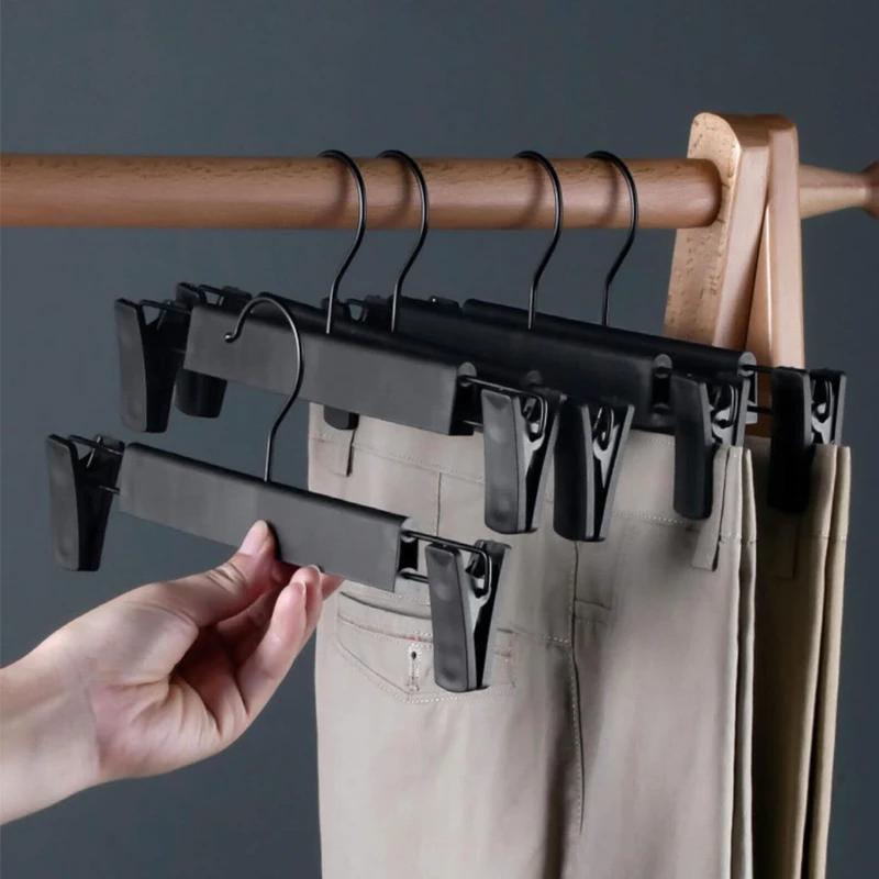 10Pcs Clothes Pants Hangers, Space-Saving Skirt Holders, Adjustable Clips, Trouser Hangers, Clothes Coat Garment Jeans Hangers