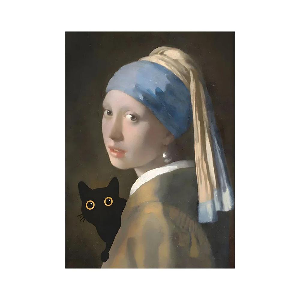 Black Cat Van Gogh Sunflowers Funny Art Matisse Monet Canvas Painting Posters And Prints Wall Pictures For Living Room Decor