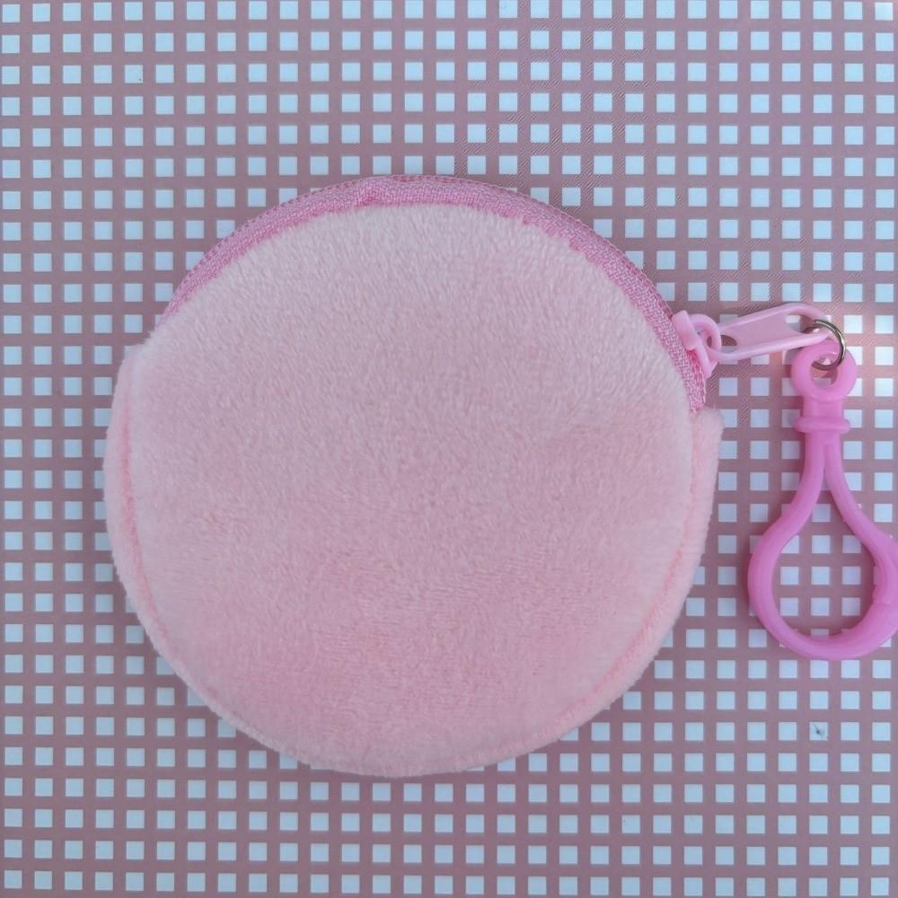 Round Shape ID Card Bag Plush Keychain Wallet Soft Coin Purse  Travel
