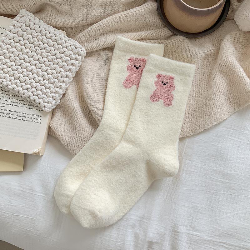Australian Fleece Socks For Women In Winter Fleece, Thickened And Warm, Plush, Cute Cartoon, Sweet And Sweet, Wear Versatile Mid-Leg Socks
