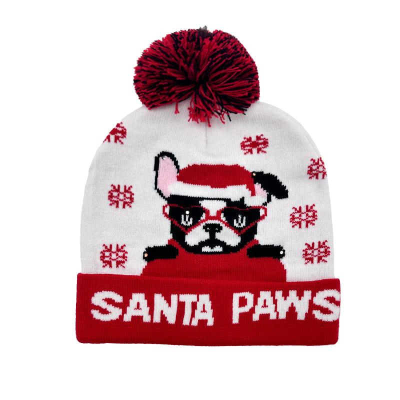 Hot Sale Jacquard Christmas Hat Hairball Ruffled New Year's Gift Winter Warm Cover Knitted Hat