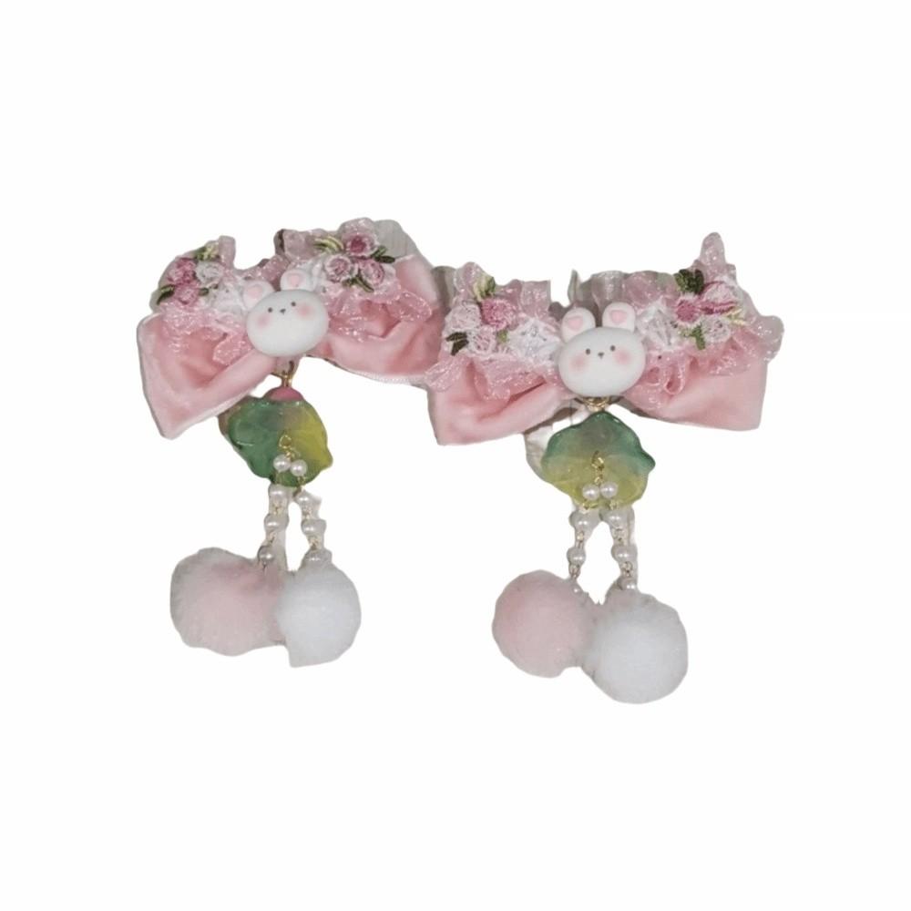 Cute Plush Fringe Hairpin Bowknot Chinese Style Barrettes Children's New Year Hair Clip  Festival