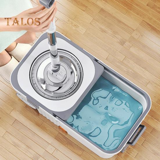 Spin Mop Set with 6 Reusable Mop Heads Microfiber Mop Heads 360 Degree Rotation Stainless Steel Handle Floor Cleaning System