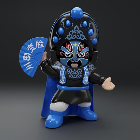 Sichuan Opera Face Changing Doll with Movable Hat 5 Facial Makeups Chinese Folklore Peking Opera Figure Decoration Interactive Toddlers Kids