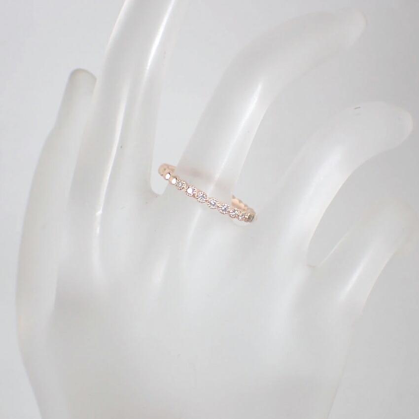 [Pre-owned] Agete K18PG Diamond 0.05ct Ring / Size 11 / J92-7