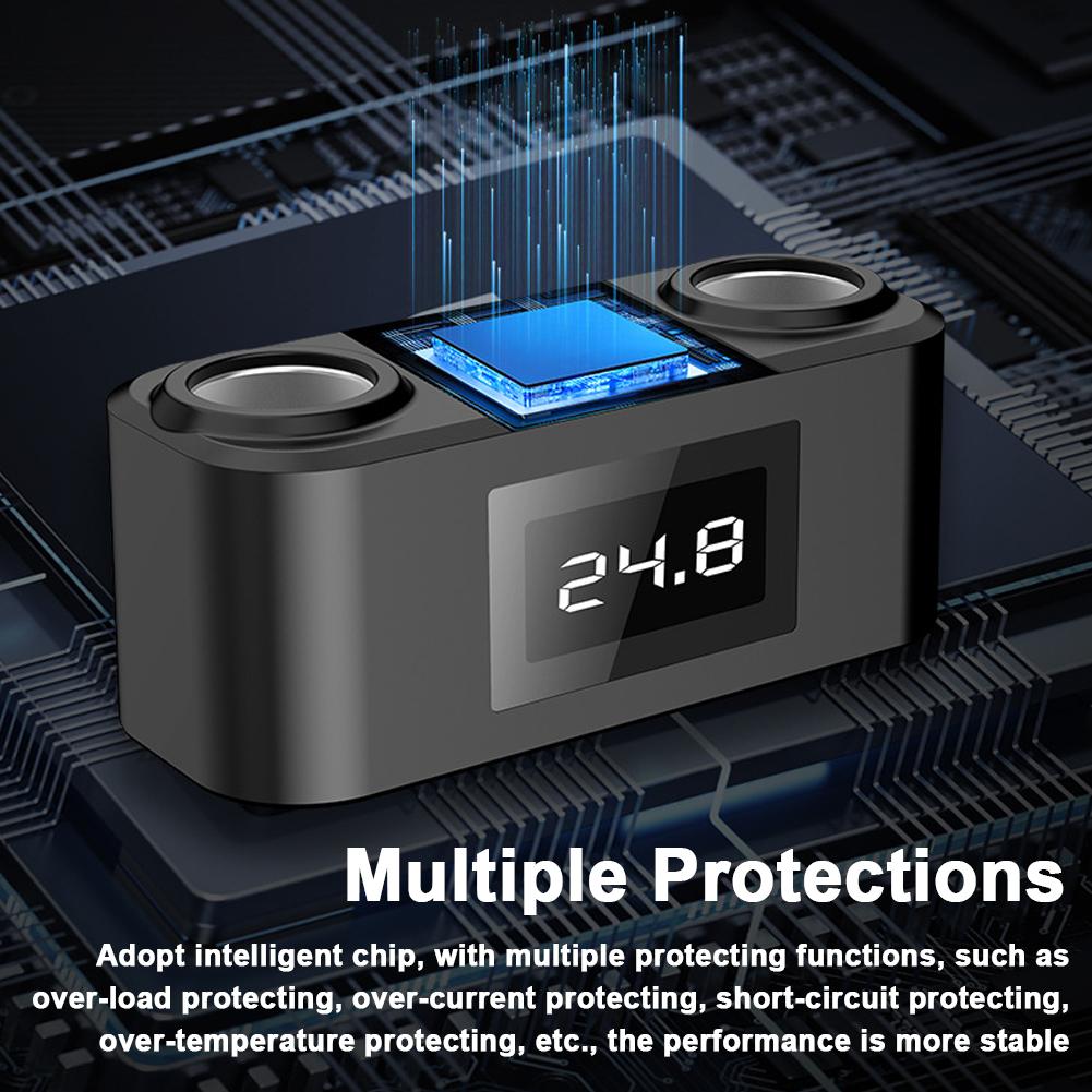 Car Chargers PD+QC3.0 Quick Charge Adapter 2 Socket Power Splitter 12 24V with LED Voltage Detection for Car Truck SUV