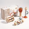 5PCS Toddler Wooden Musical Instrument Set - Educational Toy:Bell, Sand Hammer, Trumpet & Bedtime Bell,Baby Birthday Gift Xmax