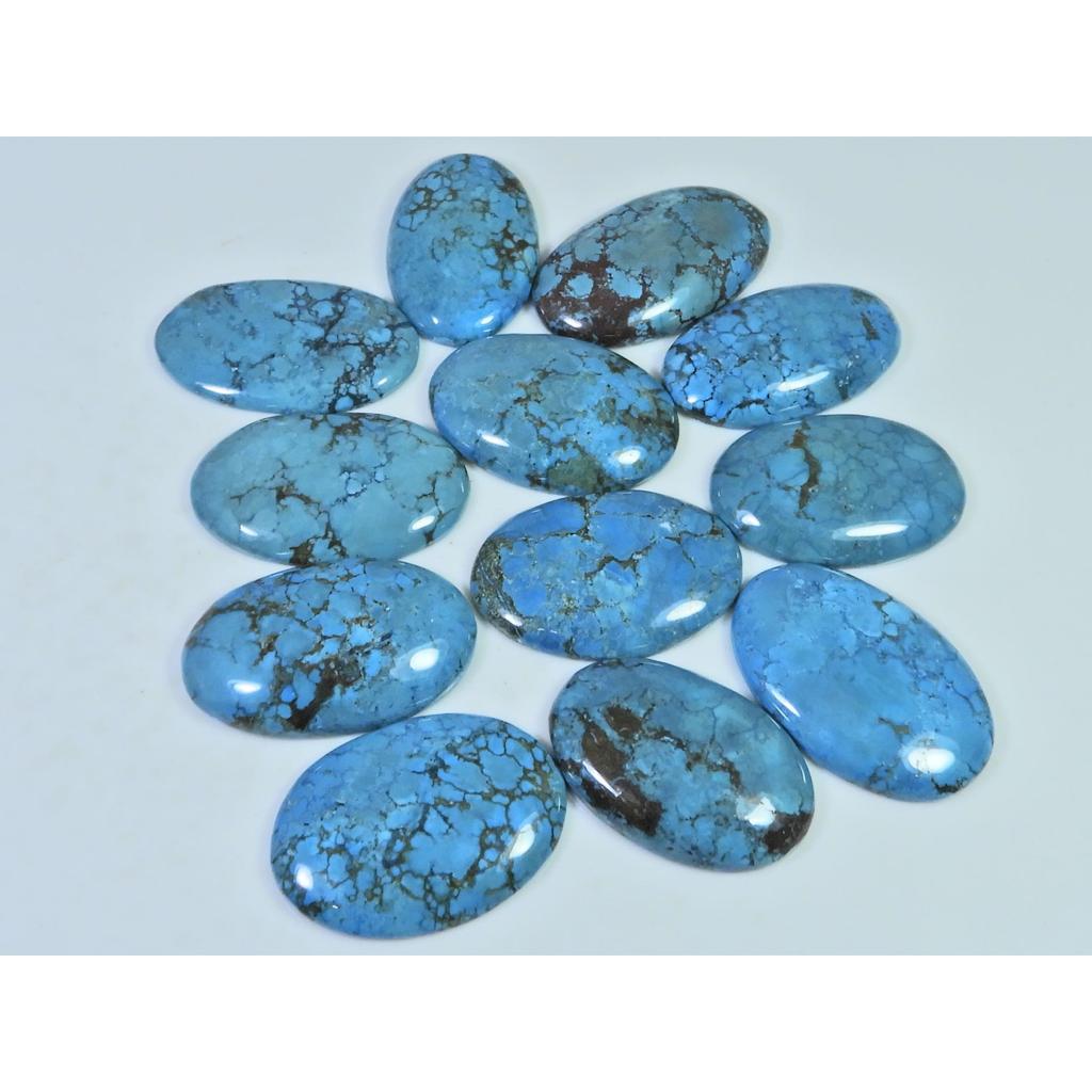 Colour Enhanced Magnesite Turquoise Oval Cabochon Loose Gemstone 12Pcs Lot C-2078