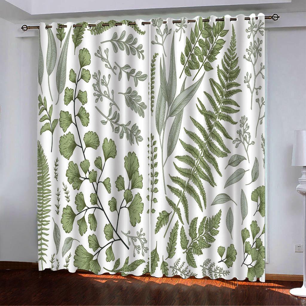 

Green Plants Ins Wind And Flow Series High-Density Blackout Curtain Digital Printing 140*100