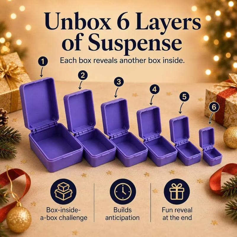 6-Schichten-Versteckte Überraschungsbox 3D-gedruckte Scherz-Geschenkbox Mini-Mittelfinger-Set Typ Geschenkbox für Weihnachten Geburtstagsfeier Dekoration