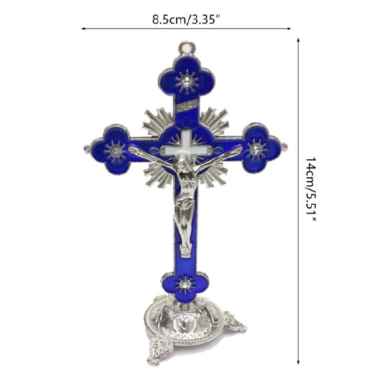 Home Shelf Tabletop Elegant Religious Crucifix Cross Ornament for Tabletop Decor