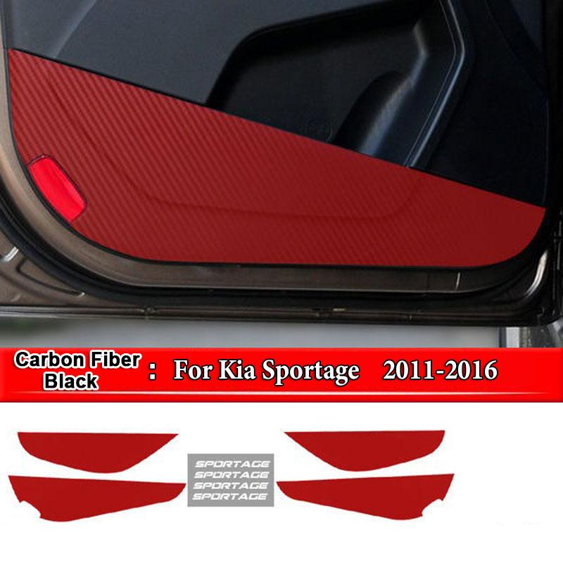 For Kia Sportage K2 K3 K4 KX3 K5 KX5 KX7 Car Inner Door Anti Kick Pad Carbon Fiber Patterned Pad Stickers Protective Accessories