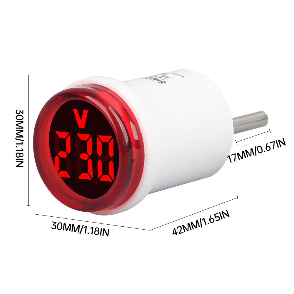 EU Plug AC 50-500V LED Digital Voltmeter 30mm Round Mini Voltage Meter Indicator Light Volt Tester Test Gauge Amp Detector