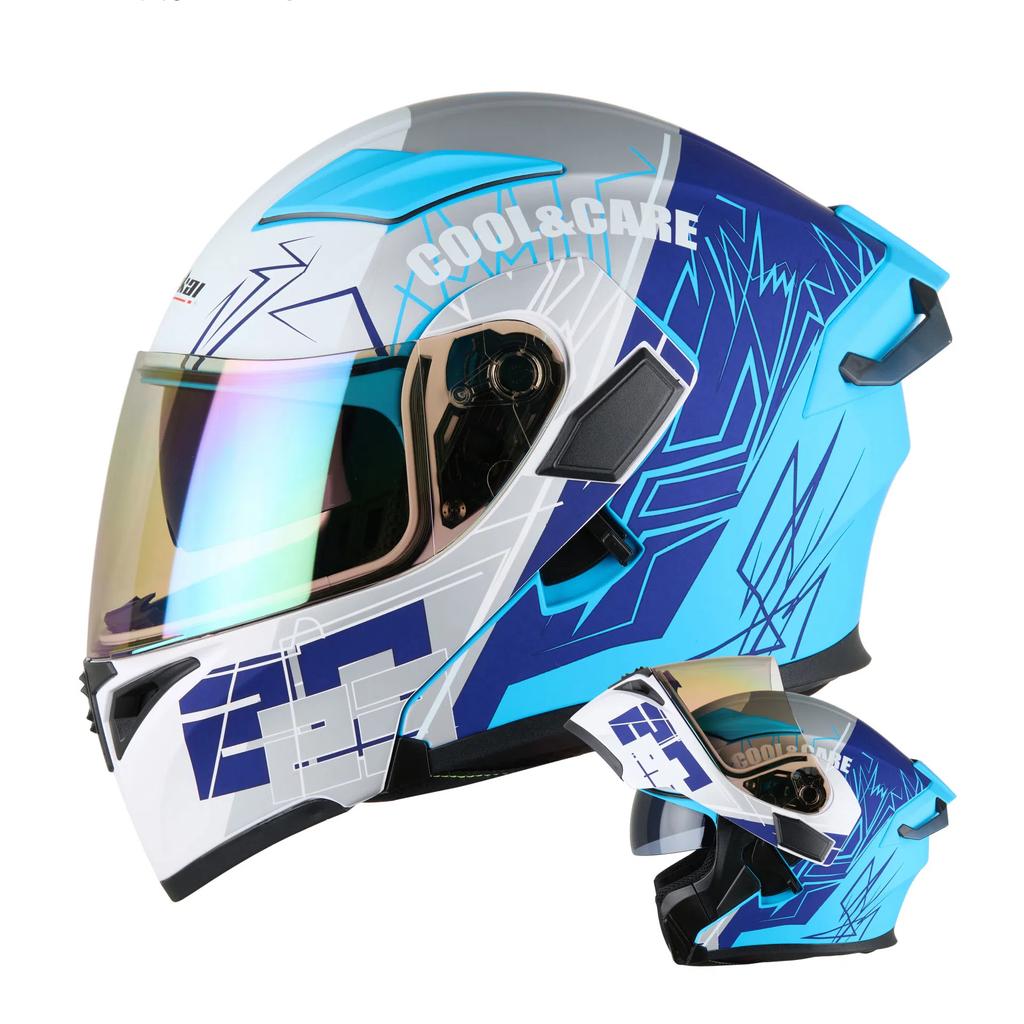 Motorcycle Helmet Unisex Full Face Street Bike Helmet All Season Large Tail Wing Motorcycle Protective Gear