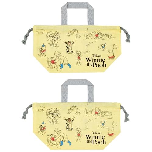 Skater Children's Lunch Drawstring Bag, Disney Winnie the Pooh Cafe Design, Made in Japan, KB7-A