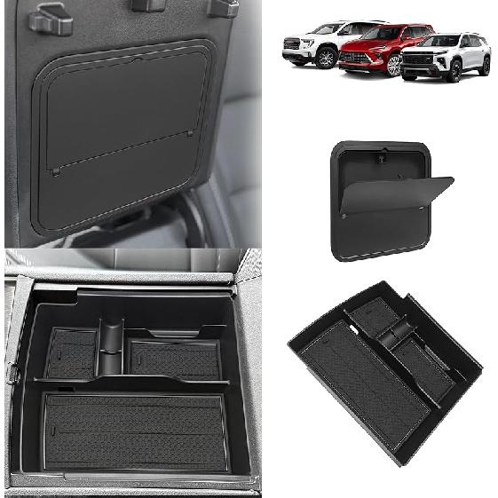 Muslogy Center Console Organizer Compatible With 2024 2025 GMC Acadia & Chevy Traverse & 2025 Buick Enclave Accessories Middle Console Storage Box