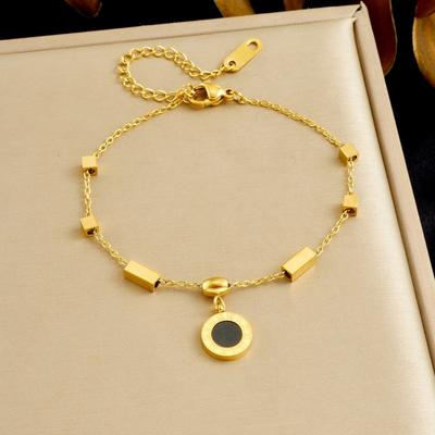 Goud Verguld Roestvrij Staal Romeins Cijfer Hanger Armband voor Vrouwen