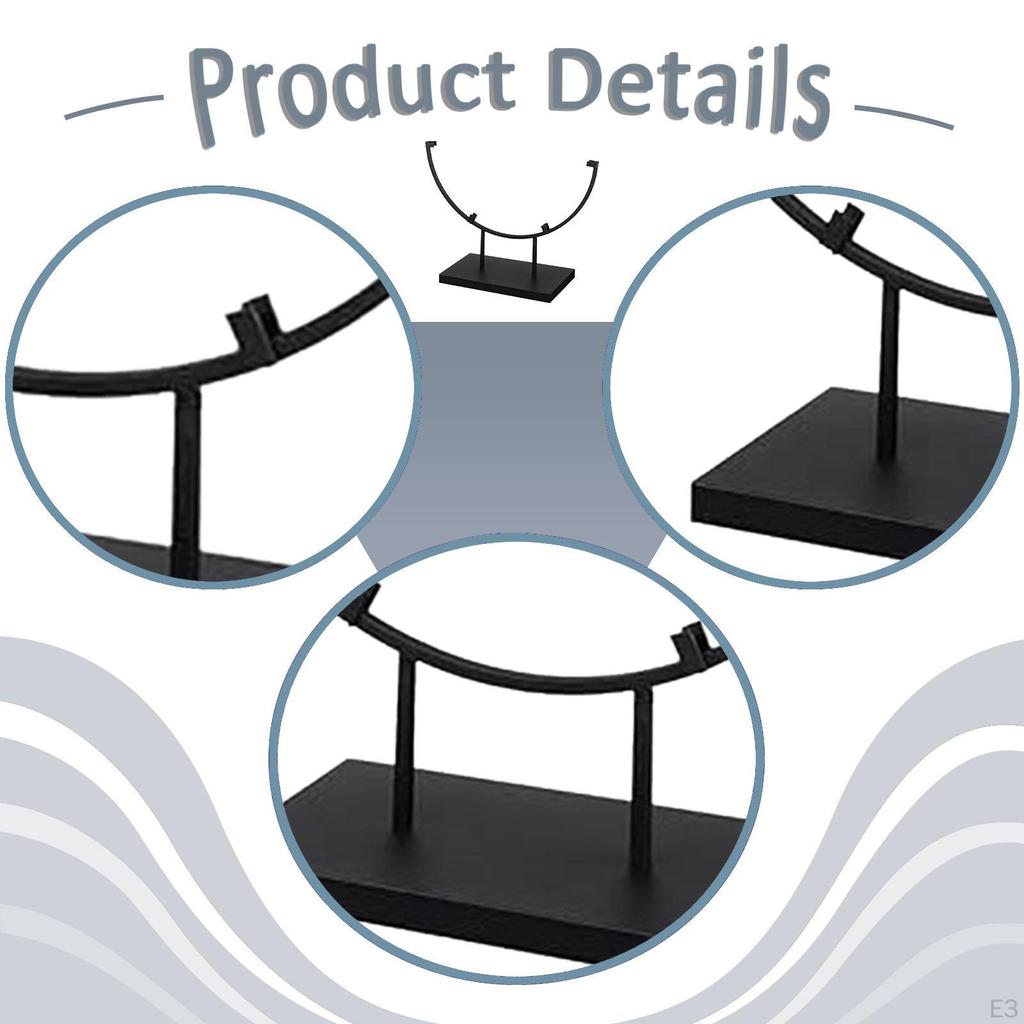 Display Stand Ceramic Tile for Stained Glass Art Round Black Metal Plate Holder Desktop