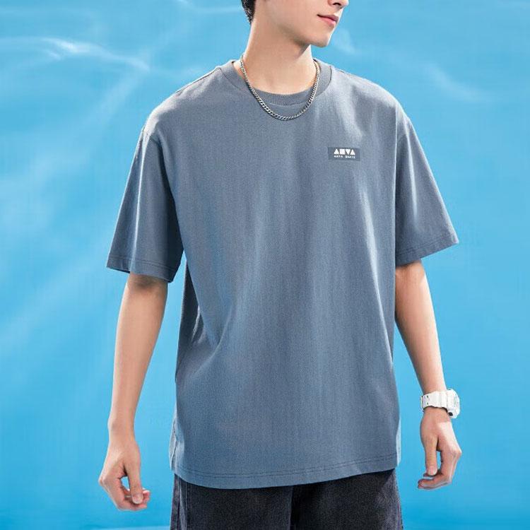 Anta Life Series Back Print Casual Short Sleeve T-Shirt Unisex Tops Snow-Rock-Grey 152328151-3