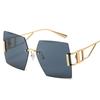 Square Shape Rimless Women's Sunglasses Metal Frame Hollow Out Leg Outdoor Sunglass UV Protection Female Sun Glasses