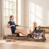 Water Rowing Machine, Foldable, Double Rail, Aluminum, 158 kg, Bluetooth, 182 x 42 x 67 cm, Oak