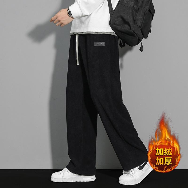 Corduroy Men's Pants Casual Pants Winter New Fleece Thickened Trend Loose Straight Sports Trousers