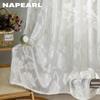 1 peça NAPEARL elegante padrão de flor jacquard artesanato tule cortina janela transparente para sala de estar quarto decoração de casa