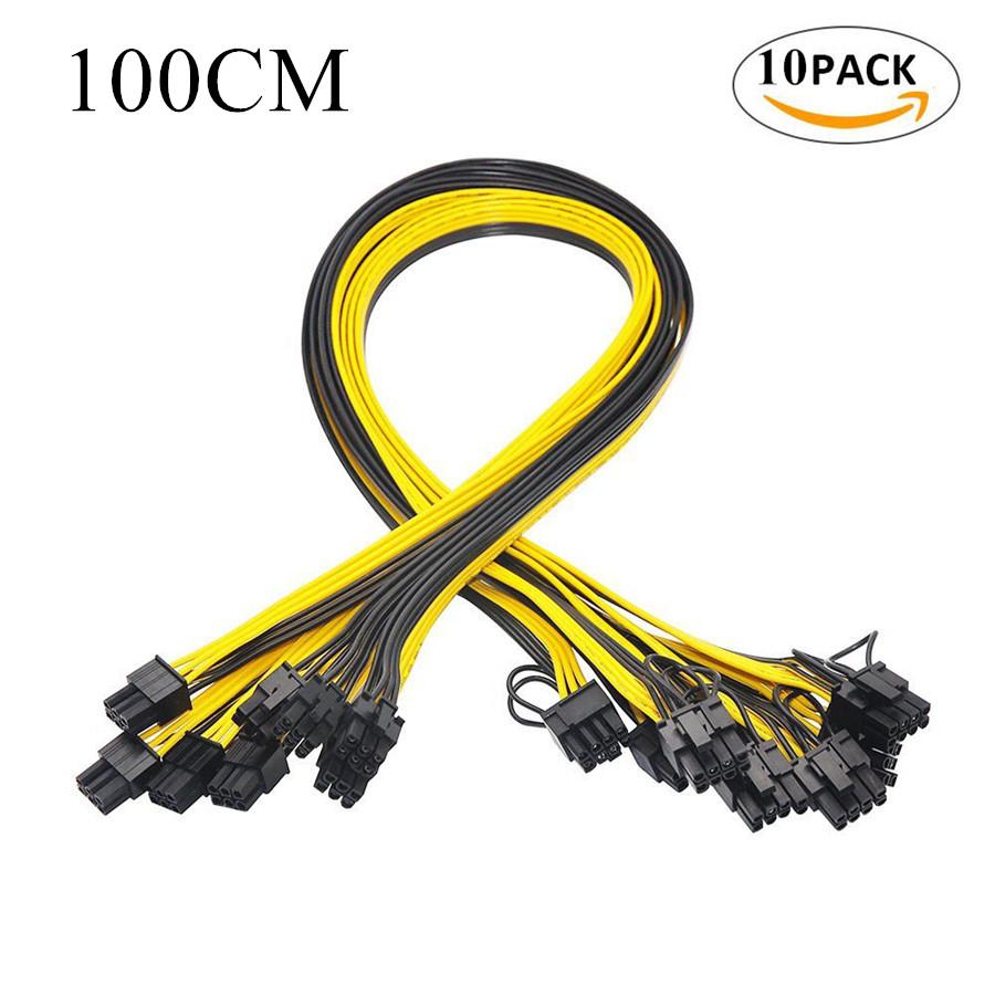 5 X 100cm 6Pin To 8Pin Breakout Cable PCI-E Cable 18AWG For Mining Graphics Card