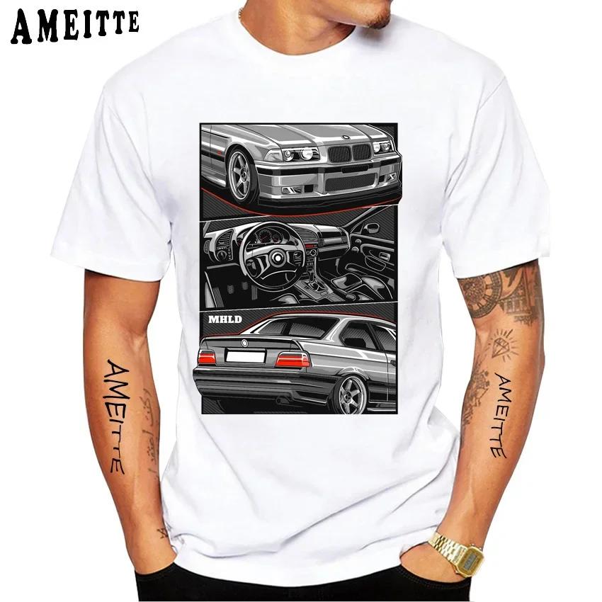 Vintage Skull Drive German E28 M5 E30 E36 E90 E46 Car Premium T-Shirt New Summer Men Short Sleeve Hip Hop Boy Casual White Tees