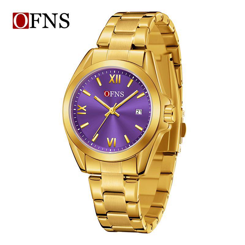 European Empress Dowager Roman Quartz Ladies' Wristwatch - Waterproof, Steel Band, Elegant Sun Pattern Design